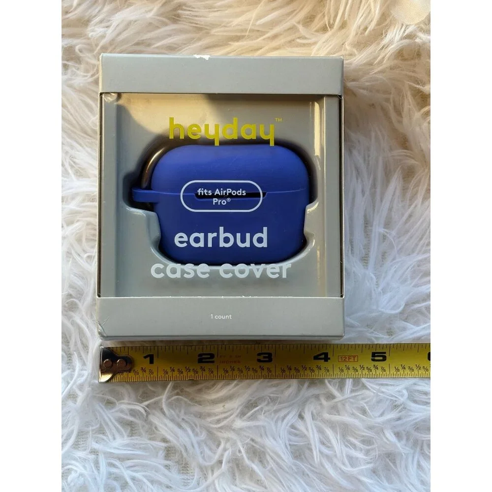 Heyday Blue Earbud Case Cover For AirPods Pro With Carabiner Clip Wireless Charg
